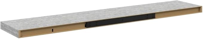 47.2 Inch Floating Wall Shelf, Modern Concrete Grey MDF Shelving Unit for Bedroom, Living Room, Home Office, Invisible Mounting Storage Display Rack