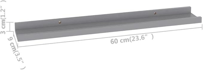 Wall Shelves Set of 4 Gray Floating 23.6x3.5x1.2 Inches for Living Room Bedroom Storage, Modern MDF Wall Mounted Shelves for Decor Books Plants