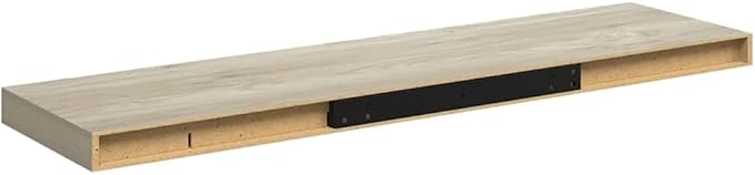 Set of 2 Floating Wall Shelves, Oak Finish Wood Wall Mounted Shelving Unit for Bedroom, Living Room, and Office, Decorative Display Ledge for Books and Photos, 35.4 Inches