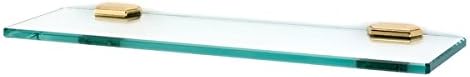 Alno A7750-18-PB Nicole Glass Shelf with Traditional Brackets, Polished Brass, 18"
