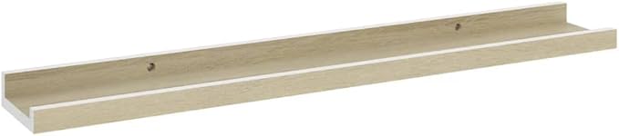 Wall Shelves 2 Pack White and Sonoma Oak Floating Shelves 23.6x3.5x1.2 Inches for Living Room Bedroom Kitchen Storage Display Organizer with 11lb Load Capacity