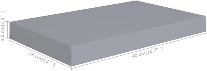 Floating Wall Shelves 4 Pack Gray Modern Display Rack for Living Room Bedroom Office, Invisible Mounting System, 15.7x9.1 Inches MDF Board with Metal Frame, Holds 11lb Each