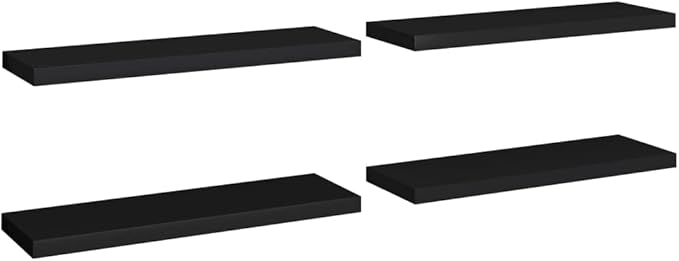 Floating Wall Shelves 4 Pack Black Modern Invisible Mounting Display Rack for Living Room Bedroom Office Decor 31.5x9.3x1.5 Inches MDF Metal Frame