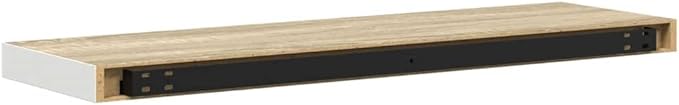 Wall Shelf Set of 4 Floating Shelves for Wall Decor, Modern Rectangular Oak and White Display Ledges for Living Room, Office, Books, and Collectibles, 31.5 Inch