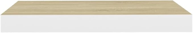 Floating Wall Shelf with Invisible Mounting System, Oak and White Display Rack for Living Room Decor, 19.7x9.1 Inches MDF Honeycomb Shelf for Books Awards Collectibles