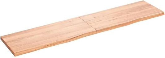 Wall Shelf 70.9 Inch Solid Oak Wood Floating Shelves, Live Edge Rustic Wall-Mounted Display Rack for Living Room, Home Decor Storage Solution, Brown