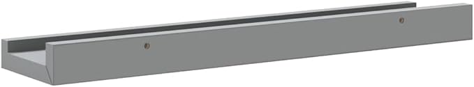 Set of 2 Floating Ledge Shelves, 15.7 inch Wall Mounted Display Shelves for Picture Frames, Modern U-Shaped Engineered Wood Storage Shelving for Living Room, Gray