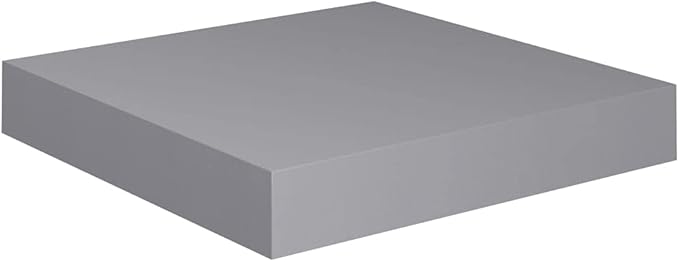 Floating Wall Shelves 2 Pack Gray Modern Display Rack for Living Room Bedroom Office, Invisible Mounting System, 9.1x9.3x1.5 Inches MDF Honeycomb Shelving with 11lb Capacity Each