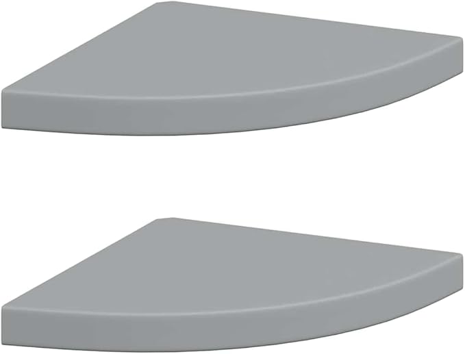 Floating Corner Shelves Set of 2, Gray Wall Mounted Corner for Living Room Bedroom, 13.8x13.8x1.5 Inch Modern Display Shelves with Invisible Mounting, Honeycomb MDF and Metal, Holds 11 lbs Each