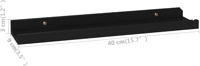 Wall Shelves 4 pcs Black Floating for Wall Decor, MDF Storage 15.7x3.5x1.2 Inches, Modern Display Shelves for Living Room Bedroom Kitchen Bathroom Organization