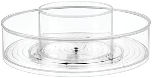 mDesign Plastic Lazy Susan Round Spinning Storage Tray; Rotating 360 Degree Carousel Organizer for Makeup, Cosmetic Organization; Holder for Nail Polish, Perfume, Health and Beauty Essentials - Clear