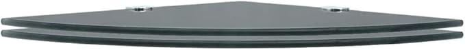 Corner Shelf Set of 2 Black Tempered Safety Glass 9.8x9.8 in Wall Mounted Triangular Shelves with Chrome Supports for Home Decor and Storage