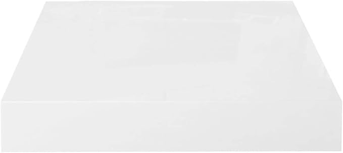 Floating Wall Shelves 2 Pack High Gloss White Modern Display Rack for Living Room Bedroom, Invisible Mounting, 9.1x9.3x1.5 Inches MDF Honeycomb Shelves with 11lb Capacity Each