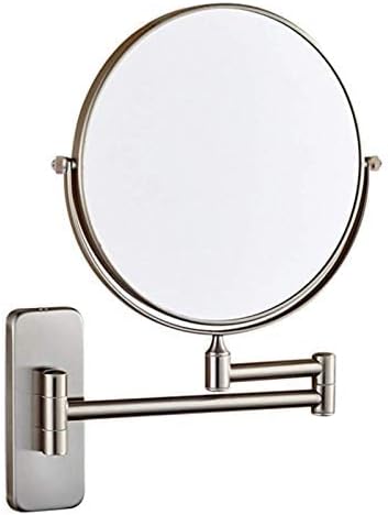 Bathroom Wall-Mounted Mirrors,8 inch Makeup Mirrors,Double Sided Brass Magnifying Mirror,Extendable Folding 360°Swivel Vanity Shaving Mirrors(Nickel,3X)
