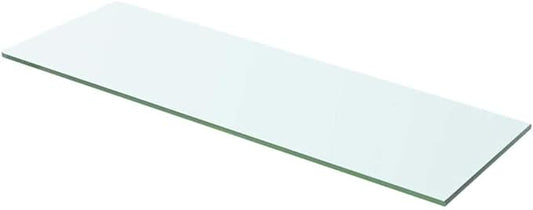 Tempered Glass Shelf Panel 23.6 x 5.9 Inch, Clear Floating Wall Display Board for Bathroom Kitchen Living Room, Heavy Duty Storage Organizer 33 lbs Capacity