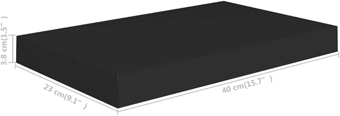 Floating Wall Shelf Black 15.7x9.1x1.5 Inches Modern Display Rack with Invisible Mounting for Home Decor Books Collectibles Awards Durable MDF Metal Frame