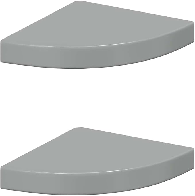 Set of 2 Floating Corner Shelves, Wall Mounted Honeycomb Storage Shelf, Modern High Gloss Grey MDF Display Shelves for Living Room, Bedroom, and Office, 9.8 Inch