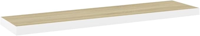 Floating Wall Shelves 2 Pack Oak White 35.4x9.3 Inches Modern Invisible Mounting Display Rack for Living Room Bedroom Office Decor Storage