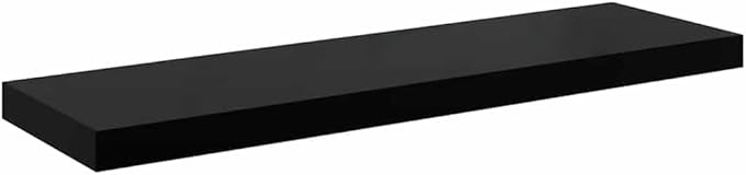 Floating Wall Shelves Set of 2, Modern Invisible Mounting Display Shelves for Living Room & Office, High Gloss Black 31.5 Inch MDF Board with Metal Frame, Holds 22lb Each for Decor, Books, Awards