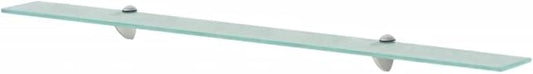 Floating Wall Shelf 39.4"x7.9" Tempered Glass with Zinc Alloy Brackets, Clear Modern Bathroom Bedroom Living Room Storage Shelves for Books Decor Organizers