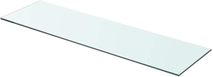 27.6 x 7.9 Inch Tempered Glass Floating Shelf, Clear Rectangular Wall Mounted Display Panel for Home Decor, Office Storage, and Collectibles