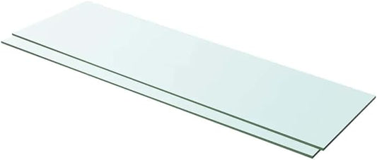 Set of 2 Tempered Glass Wall Shelves 39.4 x 11.8 Inch, Floating Clear Glass Display Shelf for Bathroom, Living Room, Modern Wall Mounted Storage Organizers