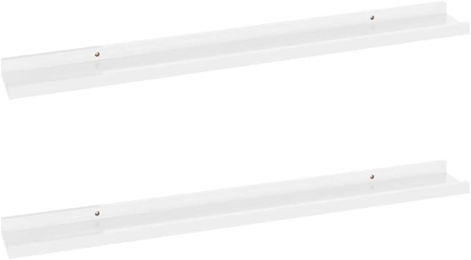 High Gloss White Wall Shelves 2 Pack 31.5 inch Floating for Living Room Bedroom Decor, Modern Display with 11lb Load Capacity, Easy to Clean MDF Storage Shelves for Home Organization