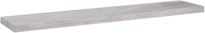 Floating Wall Shelf Concrete Gray 47.2x9.3x1.5 Inches MDF Board with Invisible Mounting System for Living Room Bedroom Office Decor Display Books Awards Collectibles