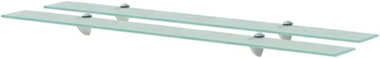 Floating Shelves 2 pcs,Bathroom Shelves,Decor Shelf,Display Shelf,Cloud Shelf,Square Wall Shelf,Easy to Assemble,for Bathroom, Living Room, Bedroom, Kitchen, Glass 39.3"x7.9" 0.3"