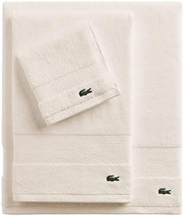 Lacoste Heritage 100% Supima Cotton Hand Towel, Chalk, 16" x 30" – Highly Absorbent & Quick Drying, Premium Super Soft Bath Towel, Bathroom Essential, Gift for All Occasions, Machine Washable