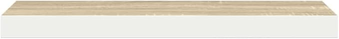 Floating Wall Shelf 47.2 Inch Oak and White Modern Wood Display Shelf for Living Room Bedroom Invisible Mounting Shelves for Books and Collectibles