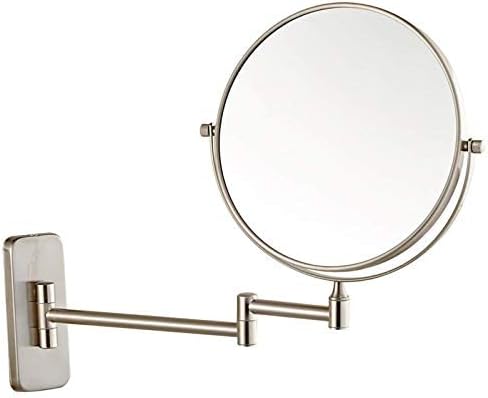 Bathroom Wall-Mounted Mirrors,8 inch Makeup Mirrors,Double Sided Brass Magnifying Mirror,Extendable Folding 360°Swivel Vanity Shaving Mirrors(Nickel,3X)