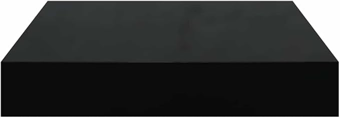 Set of 4 Wall Shelves, Modern Floating Honeycomb Shelves, High Gloss Black MDF Decorative Shelves for Bedroom, Living Room and Office, Easy Mount Storage Display Shelves