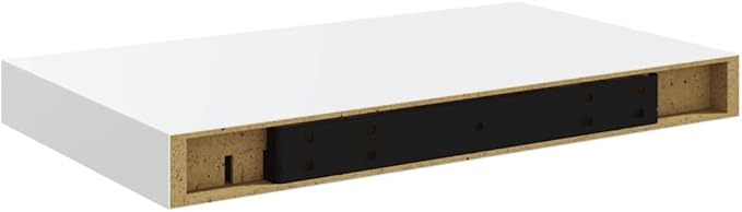 Set of 2 Floating Wall Shelves, Modern High Gloss White MDF Display Ledges, Decorative Shelving for Living Room, Bedroom, and Home Office Organization