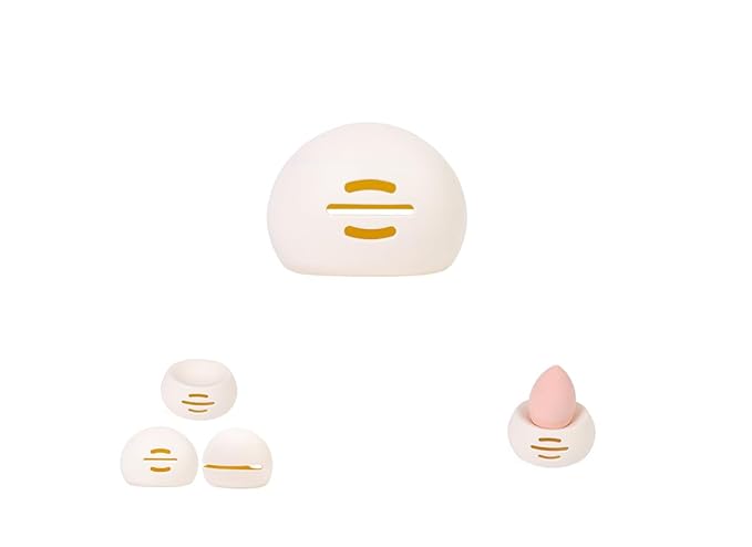 Womens Soft Silicone Travel or Daily Makeup Sponge Holder, Dust-proof Portable Cosmetic Face Makeup blender, Soft and Eco-Friendly Silicone Beauty Make up Organizer (1, Upgrade Cream white)
