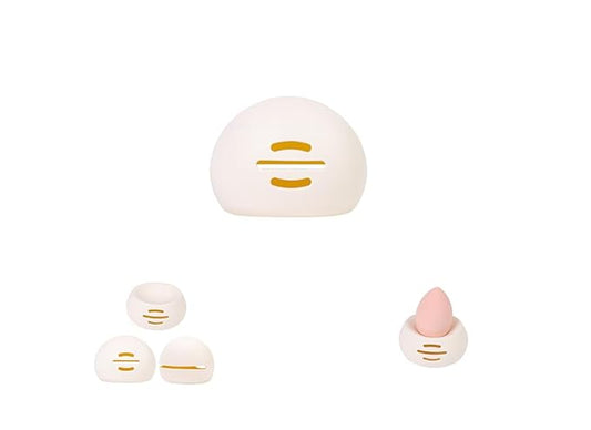 Womens Soft Silicone Travel or Daily Makeup Sponge Holder, Dust-proof Portable Cosmetic Face Makeup blender, Soft and Eco-Friendly Silicone Beauty Make up Organizer (1, Upgrade Cream white)