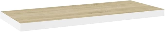 Floating Wall Shelves 2 Pack Oak White 31.5x9.3x1.5 Inches MDF Modern Invisible Mounting Display Rack for Living Room Bedroom Home Decor Storage