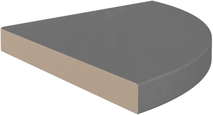 Floating Corner Shelves 4-Pack High Gloss Gray 13.8"x13.8"x1.5" MDF Wall-Mounted Shelves with Invisible Mount for Bathroom Bedroom Living Room Decor