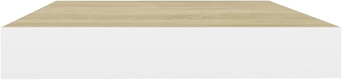 Wall Shelf Set of 4, Floating Shelves for Wall Storage, Modern Oak and White MDF Display Shelves for Living Room, Bedroom, and Office, 15.7 Inch