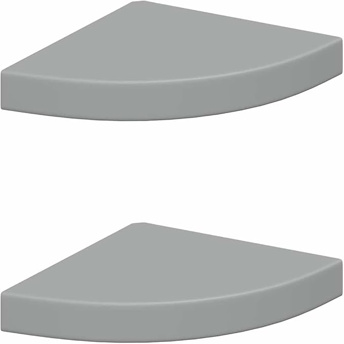 Corner Shelf Set of 2, Floating Wall Shelves for Bedroom, Living Room & Office, 9.8 x 9.8 inch Triangular MDF Storage Rack, Matte Gray Modern Display Shelves