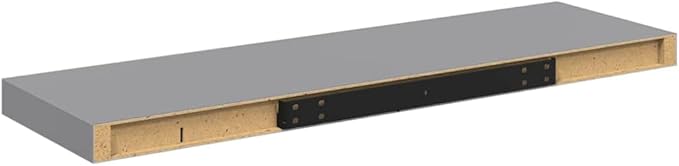 Floating Wall Shelf 31.5 Inch, Modern Rectangular Wood Shelf for Bedroom Living Room, Matte Grey MDF Display Storage Organizer with Invisible Mounting Hardware