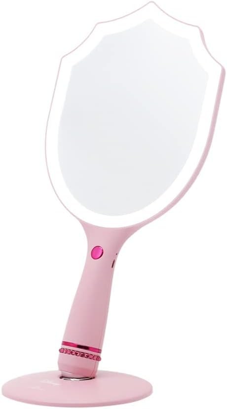 Impressions Vanity Disney Princess Aurora Handheld LED Makeup Mirror, Lighted Hand Mirror with Standing Base, Shimmering Button, and 3 Color Modes for Travel or Bedroom