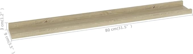 Sonoma Oak Wall Shelves Set of 2, 31.5 inch Floating for Living Room, Bedroom Decor, Rustic Wood Shelving for Storage Display with 11lb Capacity Each, Easy Mount MDF Shelves