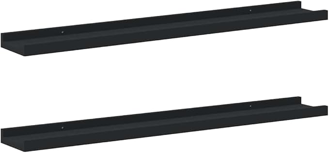 Set of 2 Black Wall Ledge Shelves 31.5 inch Floating Display Shelf for Picture Frames Art Books Modern Minimalist Wall Mounted Storage Rack
