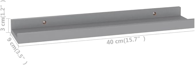 Wall Shelves 4 pcs Gray Floating for Wall Decor, 15.7x3.5x1.2 Inches MDF Storage for Living Room Bedroom Kitchen, Easy Install Display Shelves for Plants Books Decorations