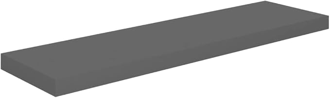 Floating Wall Shelf High Gloss Gray 35.4x9.3x1.5 Inches Modern Display Rack for Living Room Bedroom Office Decor with Invisible Mounting System