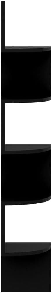 Wall Corner Shelf, Floating Corner Shelves for Living Room, 48.4 inch Tall Modern High Gloss Black Display Storage Unit, Space-Saving Engineered Wood Corner Organizer