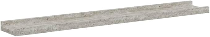 Wall Shelf Set of 2 Floating Shelves 31.5 Inch Modern Concrete Gray MDF Display Ledge for Bedroom Living Room Books Decor Minimalist Storage