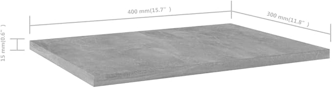 4-Piece Concrete Grey Engineered Wood Wall Mounted Shelf Set, Modern Minimalist Bookshelves for Indoor Storage and Display, Easy Installation Brackets Not Included