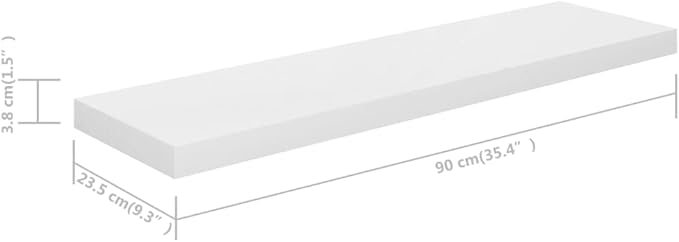 Floating Wall Shelf High Gloss White 35.4x9.3x1.5 Invisible Mounting Display Rack for Living Room Bedroom Modern Home Decor Storage Organizer